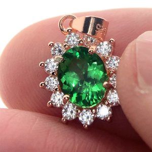 Best Tsavorite 1.20ct Rose Gold Finish Solid 925 Sterling Silver Pendant